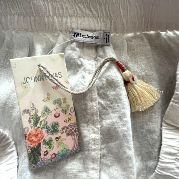 JOHNNY WAS Mariposa Size Large White Embroidered Linen Pull-On Comfort Pants NWT - Picture 8 of 11